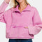 Zenana Acid Wash Fleece Half Snap Sweatshirt with Pocket