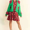 Davi & Dani Floral Applique Open Front Drop Shoulder Cardigan