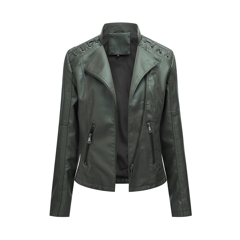 Women's Leather Jackets Women's Short Jackets Slim Thin Leather Jackets Ladies Motorcycle Suits