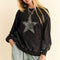 Davi & Dani Stud Star Patch Acid Washed Sweatshirt