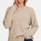 Zenana Full Size Round Neck Long Sleeve Curved Hem Sweater