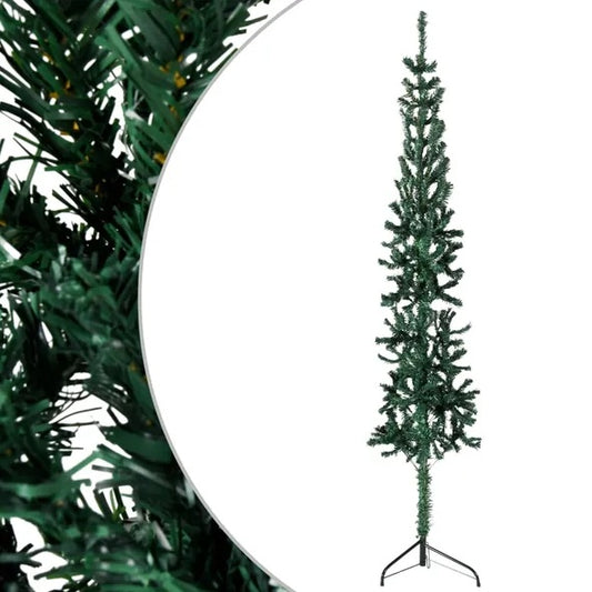 Slim Artificial Half Christmas Tree With Stand Green 5 Ft