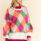 Davi & Dani Exposed Seam Color Block Dropped Shoulder Sweater