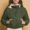 Love Tree Zip Up Cropped Hooded Sherpa Reversible Jacket