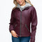 YMI Faux Layered Double-Zipper Jacket with Fuzzy Hood