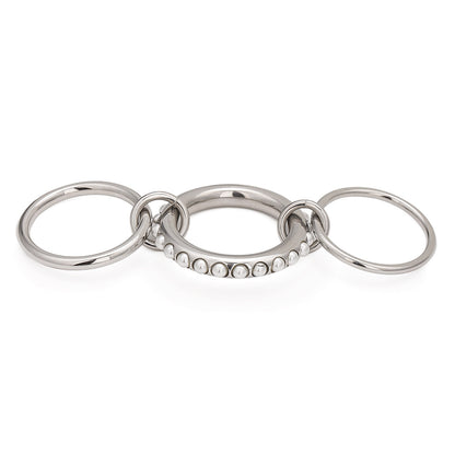 Stainless Steel Multi-layer Twin Pearl Ring