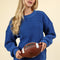 VERY J Waffle-Knit Exposed Seam Round Neck Sweater